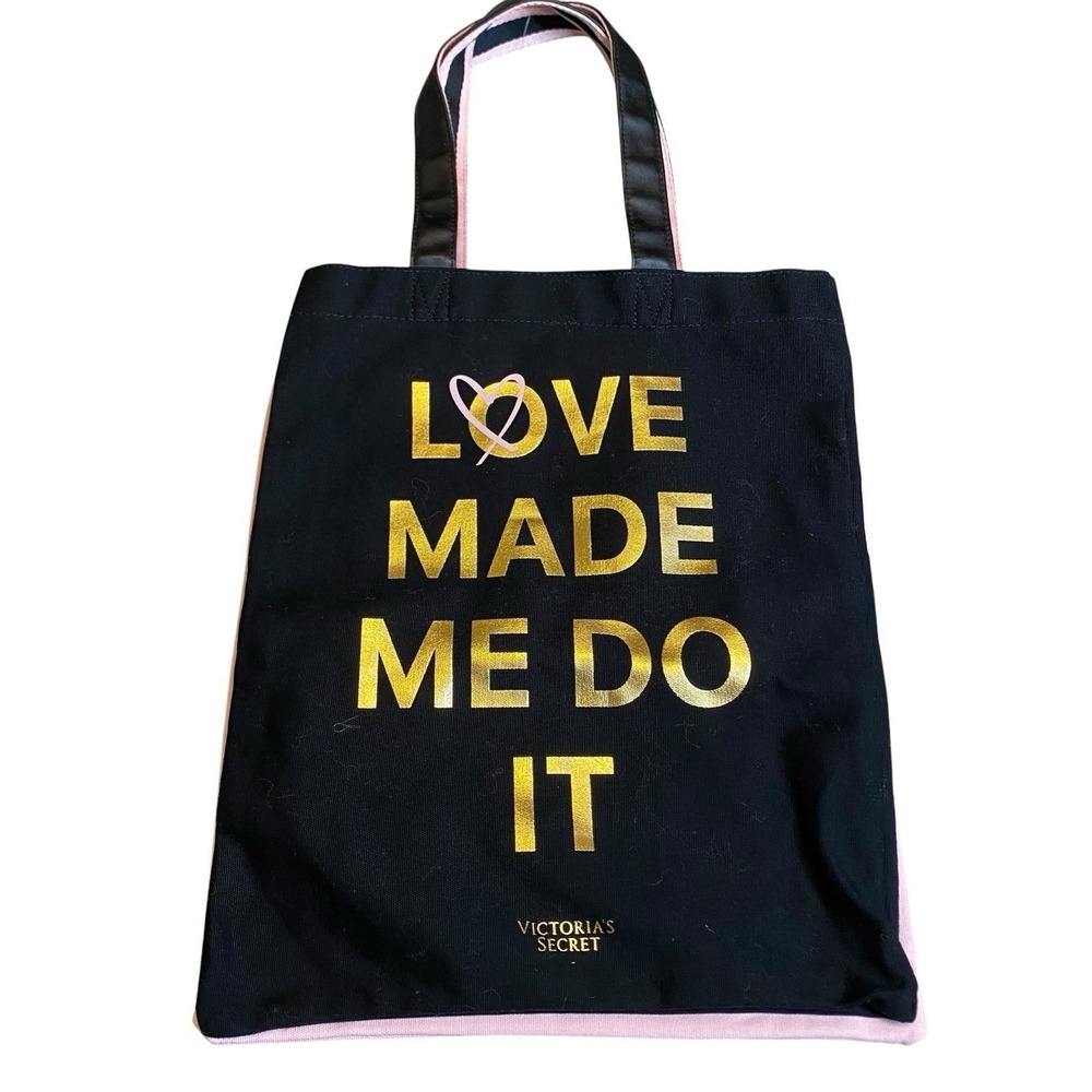 Victoria Secret 2017 Double Bag Pink/Black "Love Made Me Do It" Tote